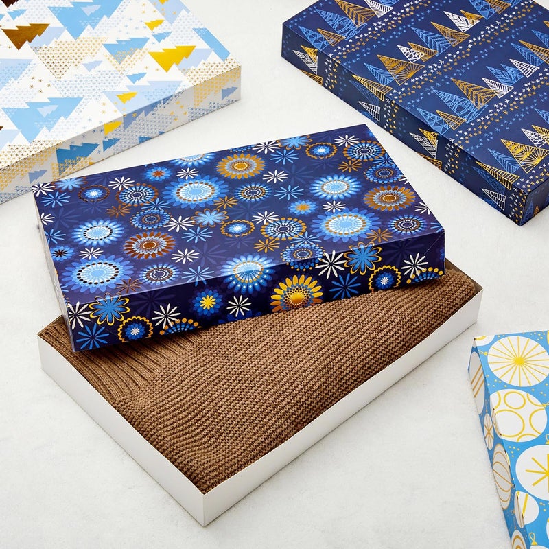 SUNCOLOR 12 Pack 14" Blue Large Christmas Gift Boxes With Lids For Clothes Presents - Image 5